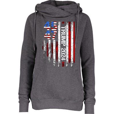 45 47 Trump 2024 American Flag Womens Funnel Neck Pullover Hood