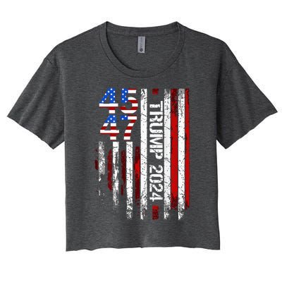 45 47 Trump 2024 American Flag Women's Crop Top Tee