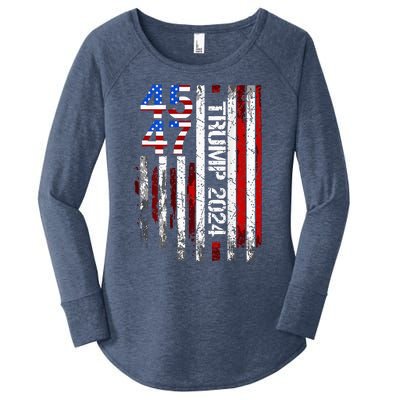 45 47 Trump 2024 American Flag Women's Perfect Tri Tunic Long Sleeve Shirt