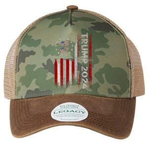 45 47 Trump 2024 American Flag (On Back) Legacy Tie Dye Trucker Hat