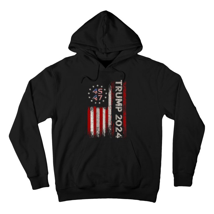 45 47 Trump 2024 American Flag (On Back) Hoodie