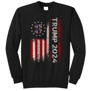 45 47 Trump 2024 American Flag (On Back) Sweatshirt