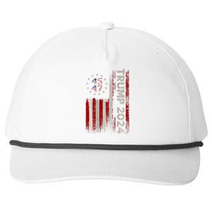 45 47 Trump 2024 American Flag (On Back) Snapback Five-Panel Rope Hat