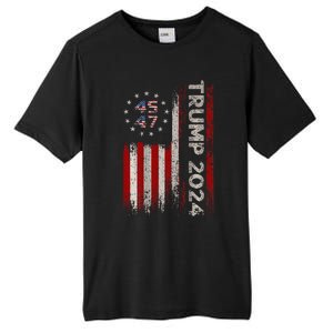 45 47 Trump 2024 American Flag (On Back) Tall Fusion ChromaSoft Performance T-Shirt