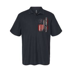 45 47 Trump 2024 American Flag (On Back) Softstyle Adult Sport Polo