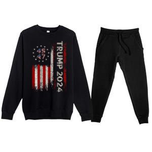 45 47 Trump 2024 American Flag (On Back) Premium Crewneck Sweatsuit Set