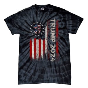 45 47 Trump 2024 American Flag (On Back) Tie-Dye T-Shirt