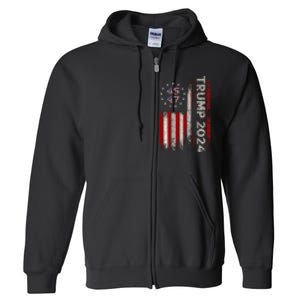 45 47 Trump 2024 American Flag (On Back) Full Zip Hoodie