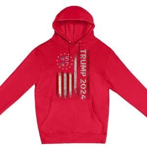 45 47 Trump 2024 American Flag (On Back) Premium Pullover Hoodie