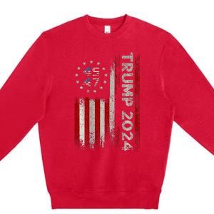 45 47 Trump 2024 American Flag (On Back) Premium Crewneck Sweatshirt