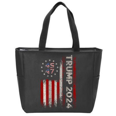 45 47 Trump 2024 American Flag Zip Tote Bag