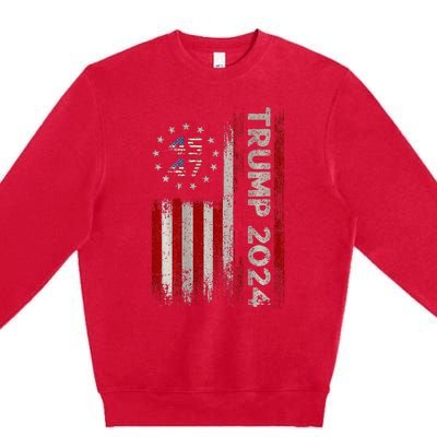 45 47 Trump 2024 American Flag Premium Crewneck Sweatshirt