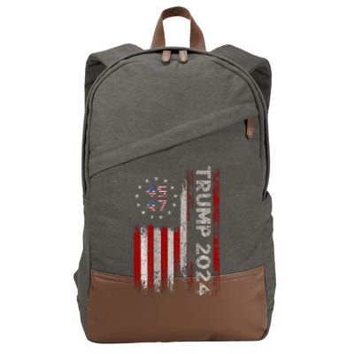 45 47 Trump 2024 American Flag Cotton Canvas Backpack