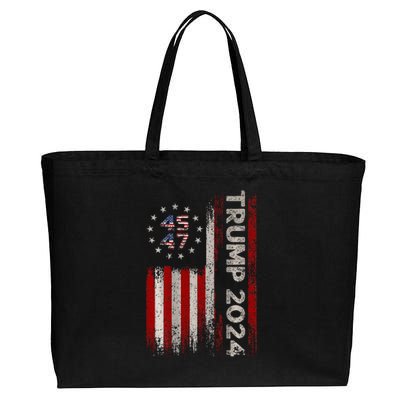 45 47 Trump 2024 American Flag Cotton Canvas Jumbo Tote