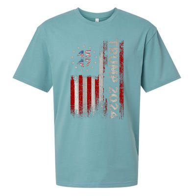 45 47 Trump 2024 American Flag Sueded Cloud Jersey T-Shirt