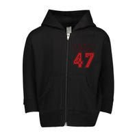 45 47 Trump Vintage American Flag Trump 2024 Toddler Zip Fleece Hoodie