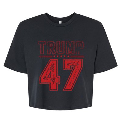 45 47 Trump Vintage American Flag Trump 2024 Bella+Canvas Jersey Crop Tee