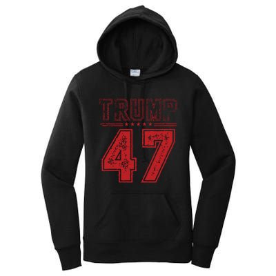 45 47 Trump Vintage American Flag Trump 2024 Women's Pullover Hoodie