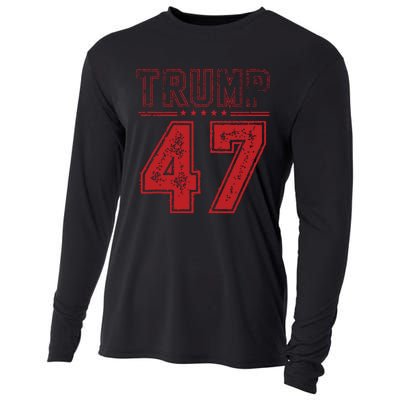 45 47 Trump Vintage American Flag Trump 2024 Cooling Performance Long Sleeve Crew