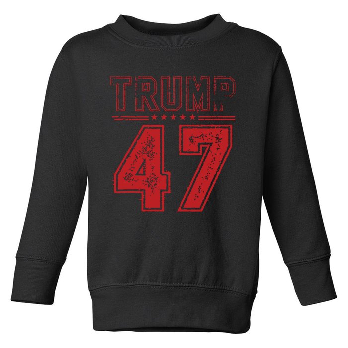 45 47 Trump Vintage American Flag Trump 2024 Toddler Sweatshirt