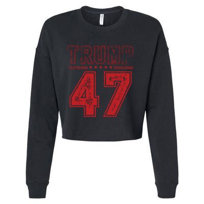 45 47 Trump Vintage American Flag Trump 2024 Cropped Pullover Crew