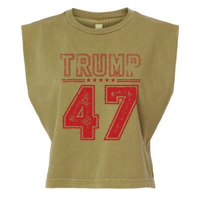 45 47 Trump Vintage American Flag Trump 2024 Garment-Dyed Women's Muscle Tee