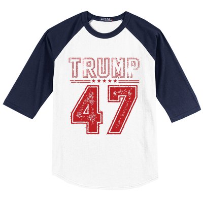 45 47 Trump Vintage American Flag Trump 2024 Baseball Sleeve Shirt