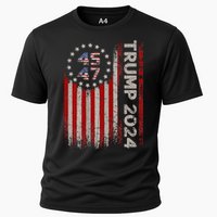 45 47 Trump 2024 American Flag Cooling Performance Crew T-Shirt