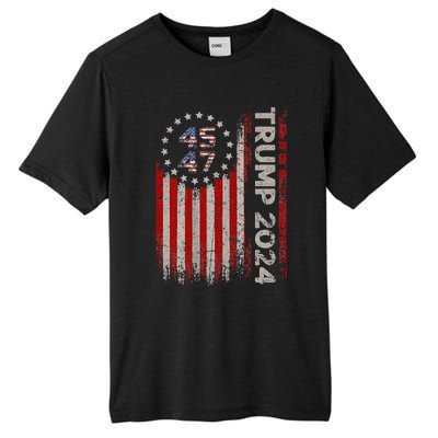 45 47 Trump 2024 American Flag Tall Fusion ChromaSoft Performance T-Shirt