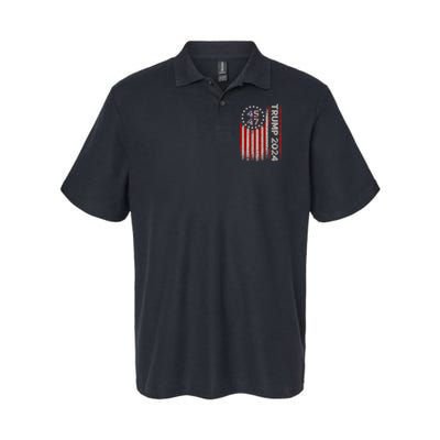 45 47 Trump 2024 American Flag Softstyle Adult Sport Polo