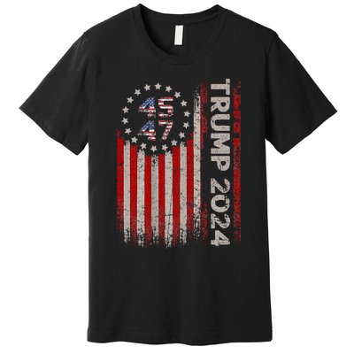 45 47 Trump 2024 American Flag Premium T-Shirt