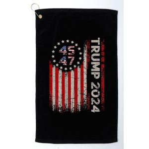 45 47 Trump 2024 American Flag Platinum Collection Golf Towel