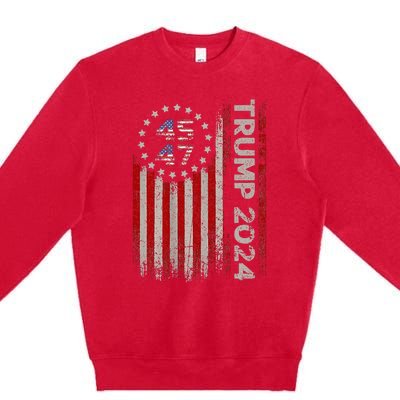 45 47 Trump 2024 American Flag Premium Crewneck Sweatshirt