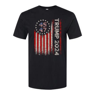 45 47 Trump 2024 American Flag Softstyle CVC T-Shirt