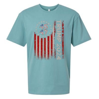 45 47 Trump 2024 American Flag Sueded Cloud Jersey T-Shirt