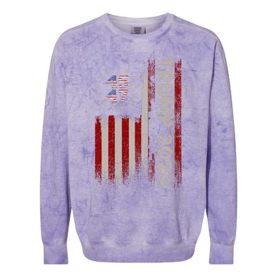 45 47 Trump 2024 American Flag Colorblast Crewneck Sweatshirt