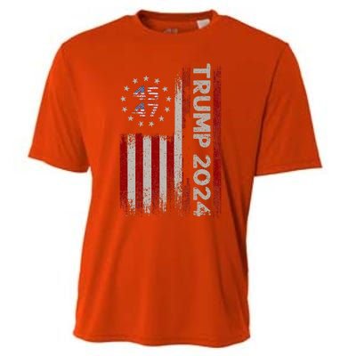 45 47 Trump 2024 American Flag Cooling Performance Crew T-Shirt