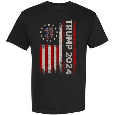 45 47 Trump 2024 American Flag Garment-Dyed Heavyweight T-Shirt