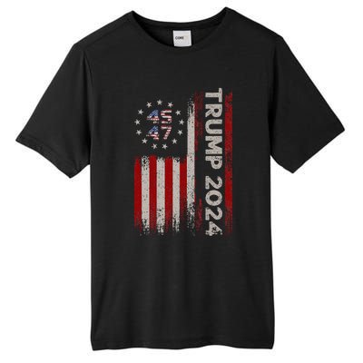 45 47 Trump 2024 American Flag Tall Fusion ChromaSoft Performance T-Shirt