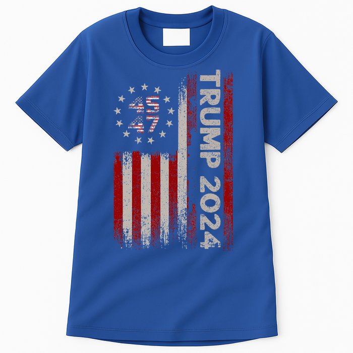 45 47 Trump 2024 American Flag Tall T-Shirt