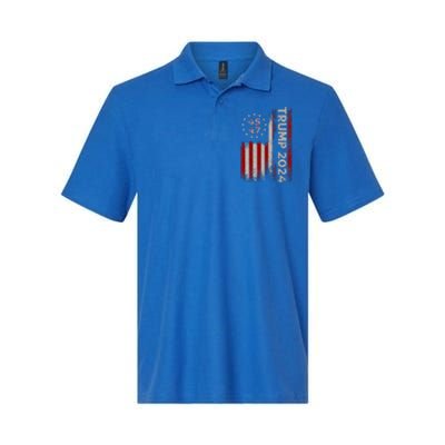 45 47 Trump 2024 American Flag Softstyle Adult Sport Polo