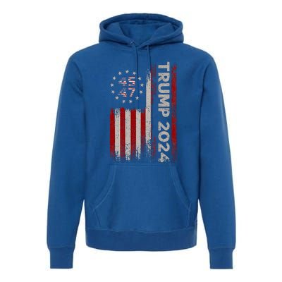 45 47 Trump 2024 American Flag Premium Hoodie