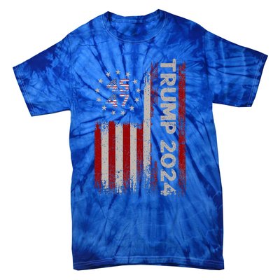 45 47 Trump 2024 American Flag Tie-Dye T-Shirt