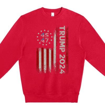 45 47 Trump 2024 American Flag Premium Crewneck Sweatshirt