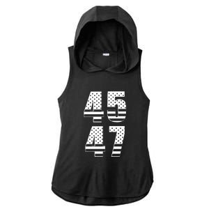 45 47 Trump 2024 American Flag Ladies PosiCharge Tri-Blend Wicking Draft Hoodie Tank