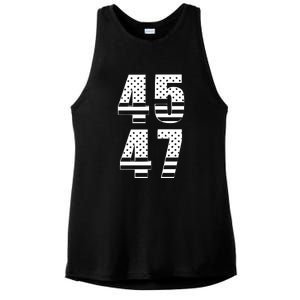 45 47 Trump 2024 American Flag Ladies PosiCharge Tri-Blend Wicking Tank