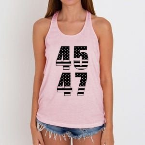 45 47 Trump 2024 American Flag Women's Knotted Racerback Tank