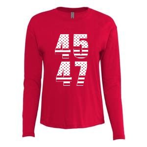 45 47 Trump 2024 American Flag Womens Cotton Relaxed Long Sleeve T-Shirt