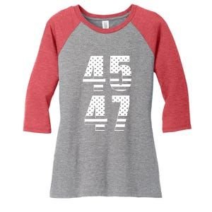 45 47 Trump 2024 American Flag Women's Tri-Blend 3/4-Sleeve Raglan Shirt