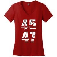 45 47 Trump 2024 American Flag Women's V-Neck T-Shirt